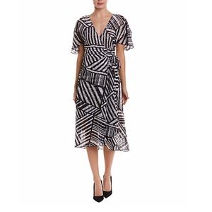 NWT! Cocktail wrap dress black white sz 10